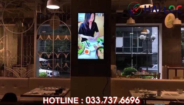 Lắp màn hình Quảng Cáo treo tường 43inch nhà hàng ẩm thực 4 mùa  